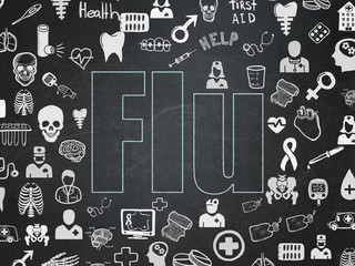 Health concept: Flu on School Board background
