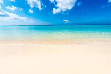Fototapeta na wymiar Sea, beach, waves, sky, landscape. Okinawa, Japan, Asia.
