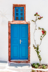 Greek house door in Santorini