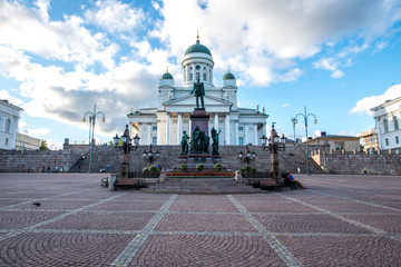 Beautiful view of famous Helsinki Cathedral in beautiful evening light, Helsinki, Finland