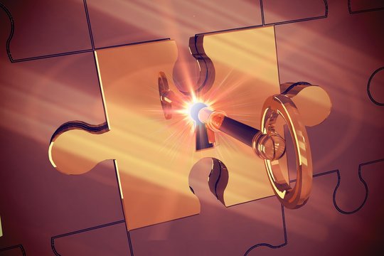 Key unlocking jigsaw