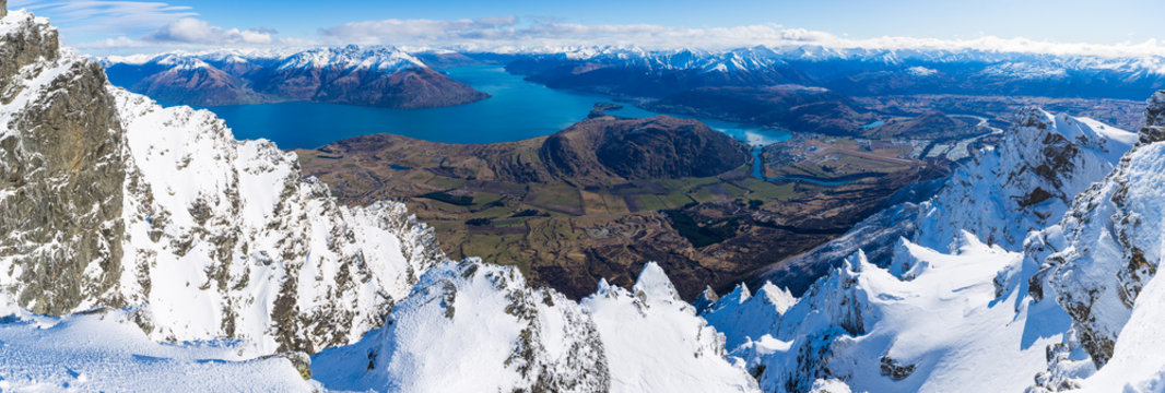 Fototapeta aerial view of Frankton and Lake WakatipuQueenstown, New Zealand