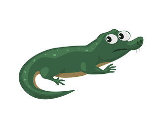 Illustration of funny cartoon crocodile on a white background