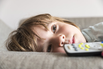 Little girl watching TV