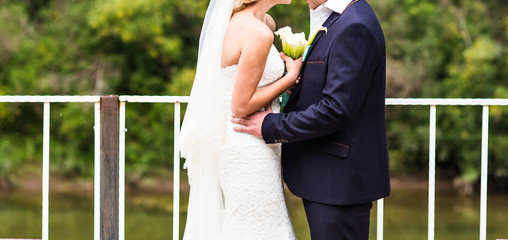 Wedding couple in park