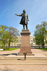 Monument to Alexander Pushkin on Arts Square in front of the Rus