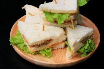 tuna sanwich on black background