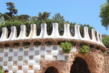 Naklejka premium Detail der Terrasse im Park Güell in Barcelona