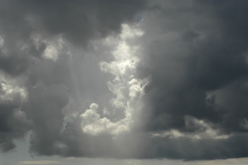 classic cloudscape. Blue sky with ornamental clouds