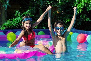 Summer friends swimming pool