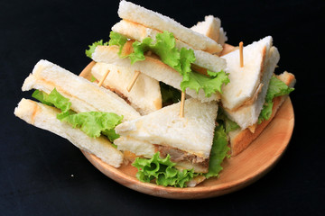 tuna sanwich on black background