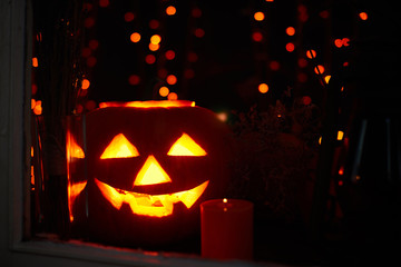 Halloween pumpkin and candle