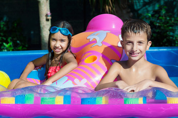 Fun boy and girl summer
