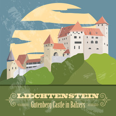 Liechtenstein landmarks. Retro styled image.