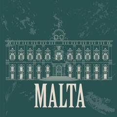 Malta landmarks. Retro styled image