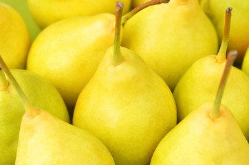 Some ripe yellow pears close up, DOF