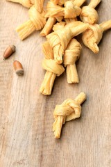 dried bean curd on wood vintage