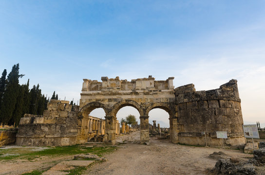 Domitian gate of anciet city of Hierapolis, Pamukkale, Turkey