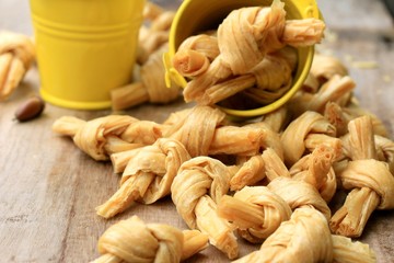 dried bean curd on wood vintage