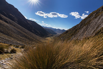 Mountain landscape in the Andes, Peru, Cordiliera Blanca