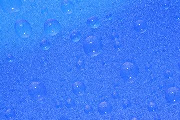 Water drops on blue background