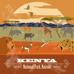 Naklejka premium Kenya. Retro styled image.