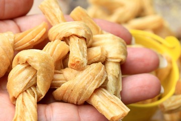 dried bean curd on wood vintage