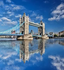 Deurstickers Famous Tower Bridge against blue sky in London, England © Tomas Marek