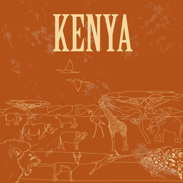 Kenya. Retro styled image.