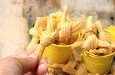 dried bean curd on wood vintage