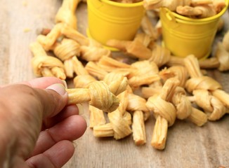 dried bean curd on wood vintage