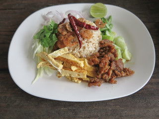 Food thai fried rice with shrimp paste