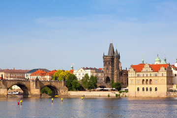 Obraz premium Charles Bridge and Tower in Prague in the Czech Republic