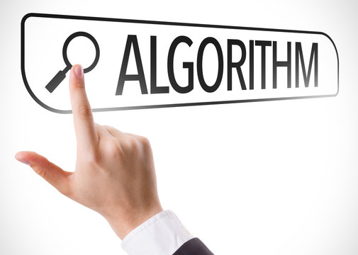 Algorithm written in search bar on virtual screen