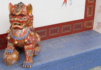 Fototapeta na wymiar chinese lion in joss house