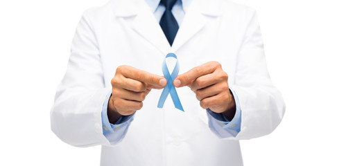 doctor with prostate cancer awareness ribbon