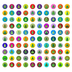 Christmas Tree Icons Set - Isolated On Mosaic Background - Vector Illustration, Graphic Design Editable For Your Design