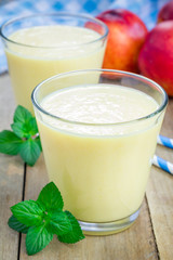 Homemade peach, yogurt and honey smoothie