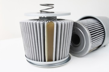 Closedup fuel filter isolated on white background