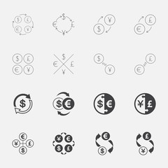 money and exchange icon set.