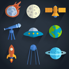 Naklejka premium Astronomical Flat Icon Set : Vector Illustration