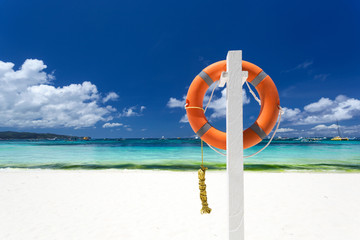 Lifebuoy ring on beach