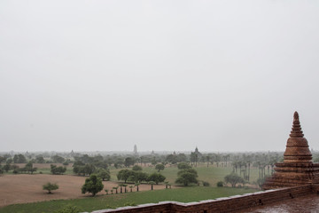 Pagoda landscape in the plain of Bagan, Myanmar (Burma) 