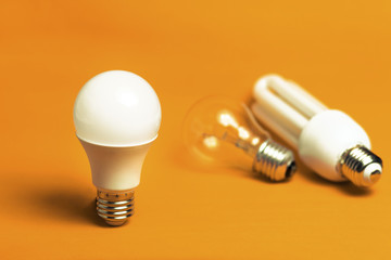 LED, Tungsten and fluorescent bulbs