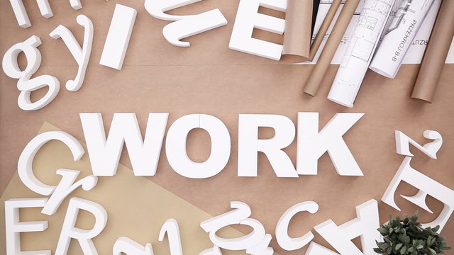 Work - people building word

