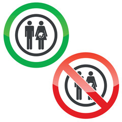 Young family permission signs