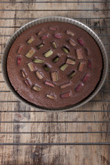 Chocolate cake with rhubarb