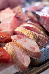 Lapu-lapu, red snapper and tuna, seafood on market