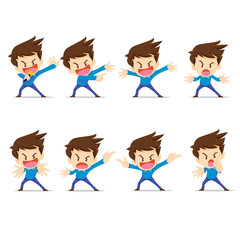cute Man cartoon Shouting many action pointing