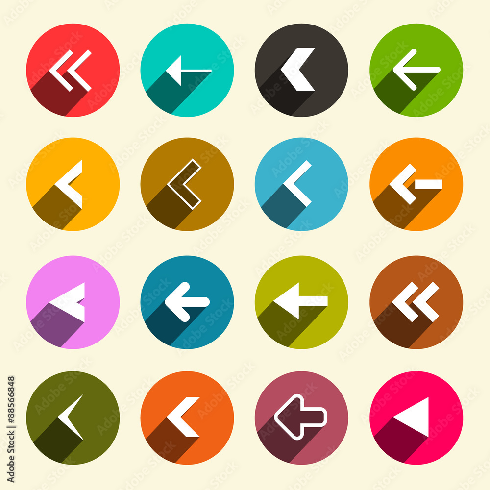 Poster colorful flat design simple vector arrows set in circles
